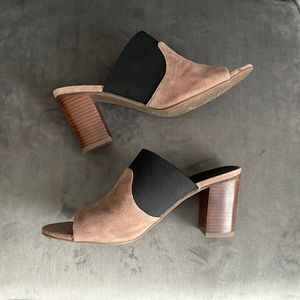 Color block heeled sandals